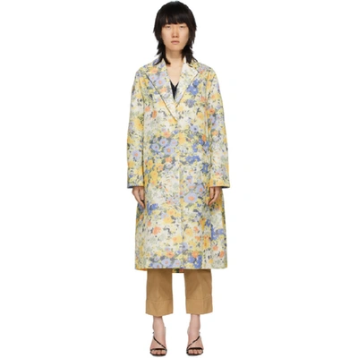 Shop Nina Ricci Multicolor Floral Over Coat In M1060 Yello