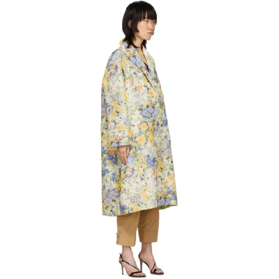 Shop Nina Ricci Multicolor Floral Over Coat In M1060 Yello