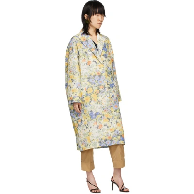 Shop Nina Ricci Multicolor Floral Over Coat In M1060 Yello
