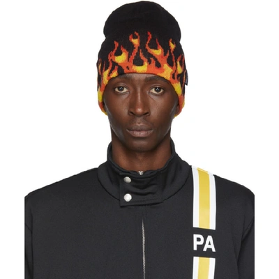 Shop Palm Angels Black Burning Beanie In 1088 Blkmul