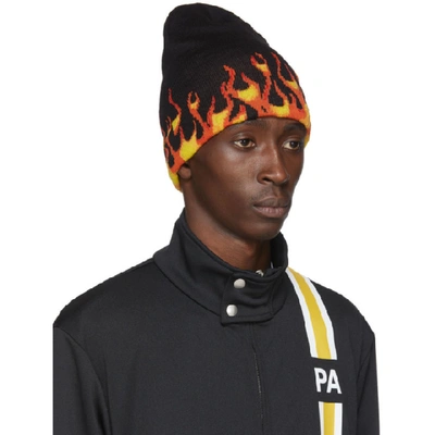 Shop Palm Angels Black Burning Beanie In 1088 Blkmul