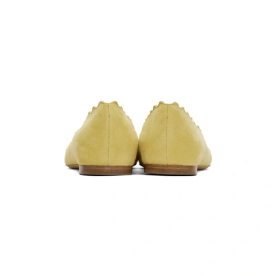 Shop Chloé Chloe Yellow Suede Lauren Flats In 753 Powder