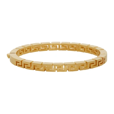 Shop Versace Gold Greek Key Bracelet In D00h Gold