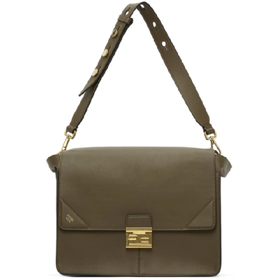 Shop Fendi Khaki Large Kan U Bag In F19pp Khaki