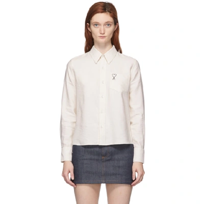 Shop Ami Alexandre Mattiussi Off-white Ami De Coeur Pocket Shirt In 150 Ecru