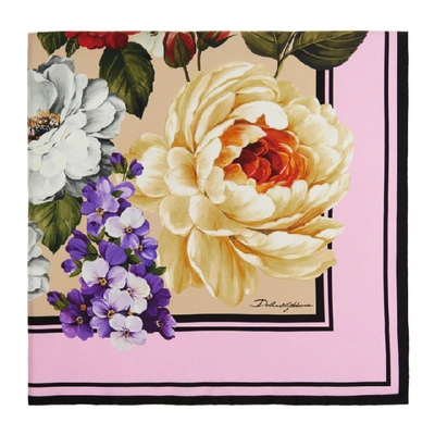 Shop Dolce & Gabbana Dolce And Gabbana Multicolor Silk Floral Scarf In Hk1al Pink