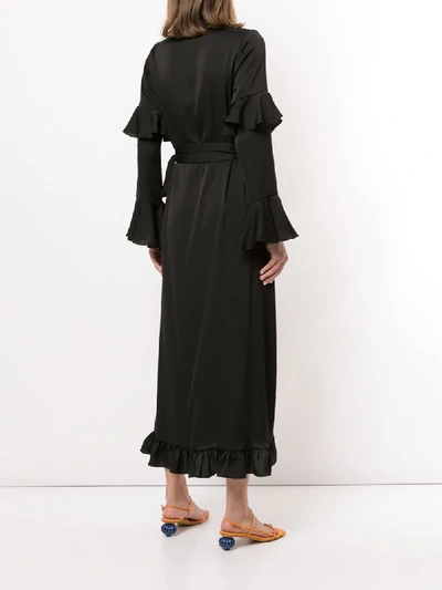 MISA RUFFLE WRAP MIDI DRESS 