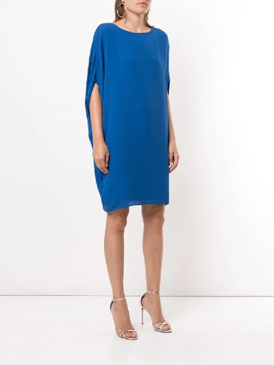 Shop Halston Heritage Dropped Sleeve Shift Dress In Blue