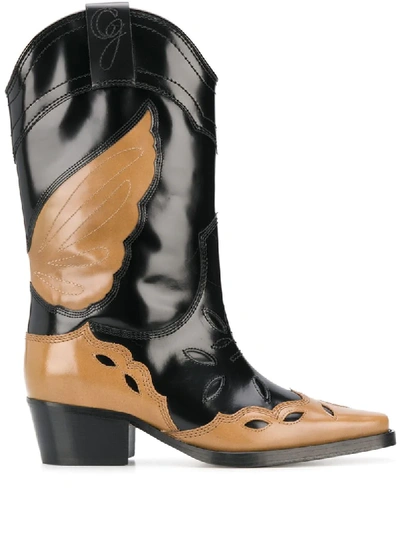 Shop Ganni High Texas Boots In Black ,brown