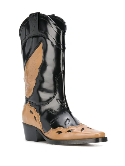 Shop Ganni High Texas Boots In Black ,brown