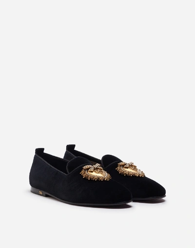 Shop Dolce & Gabbana Velvet Devotion Slippers