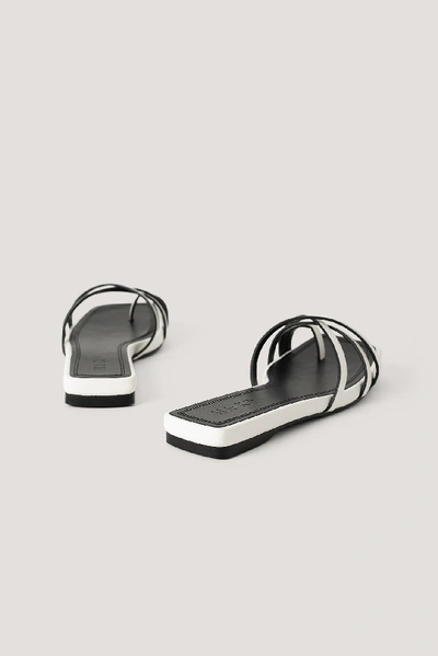 Shop Na-kd Squared Toe Strap Flats - White In White/black