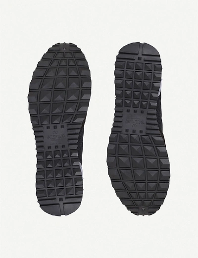 Shop Valentino Garavani Rockrunner Leather, Suede And Mesh Trainers In Black%2fcomb
