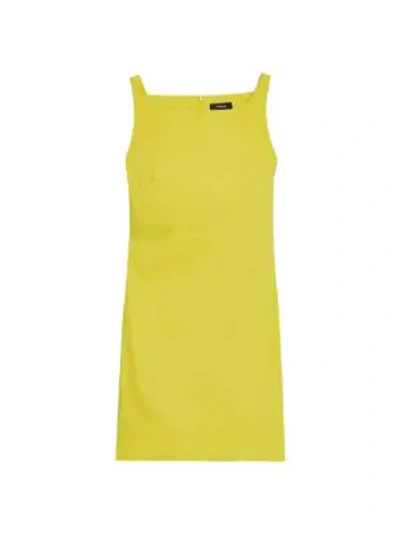 Shop Theory Squareneck Linen Blend Mini Dress In Bright Lime