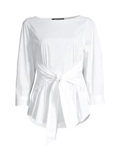 Shop Lafayette 148 Wixton Knot Blouse In White