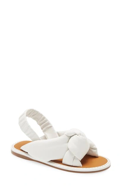Shop Miu Miu Knot Slingback Flat Sandal In White