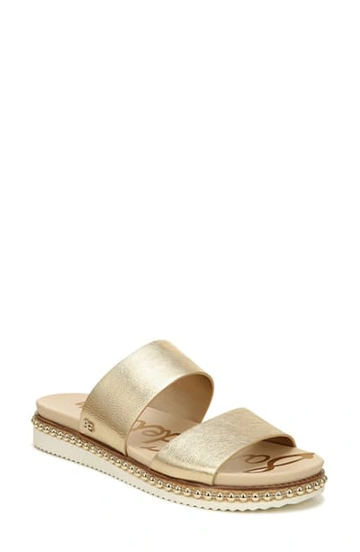 Shop Sam Edelman Asha Slide Sandal In Gold Leather