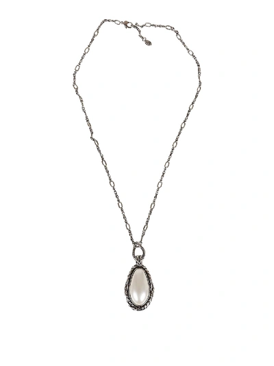 Shop Alexander Mcqueen Glass Charm Necklace In Silver
