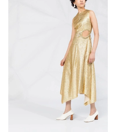Shop Jw Anderson Gold Diamante Cut Out Dress