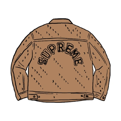 Pre-owned Supreme Hole Punch Denim Trucker Jacket Brown | ModeSens 