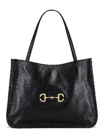 Shop Gucci 1955 Horsebit Tote Bag In Black