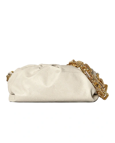 Shop Bottega Veneta The Chain Pouch Bag In Plaster & Gold