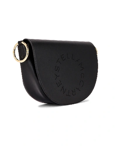 Shop Stella Mccartney Leather Flap Shoulder Bag In Black