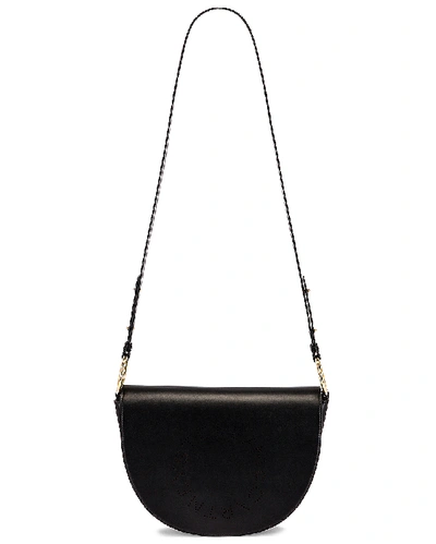 Shop Stella Mccartney Leather Flap Shoulder Bag In Black