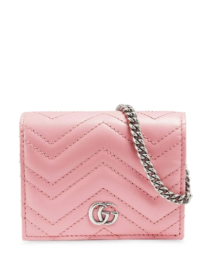 Shop Gucci Gg Marmont Mini Wallet Bag In Pink