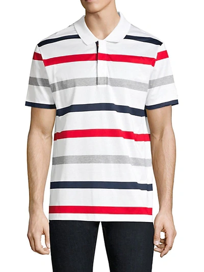 Shop Paul & Shark Striped Polo In White Multi