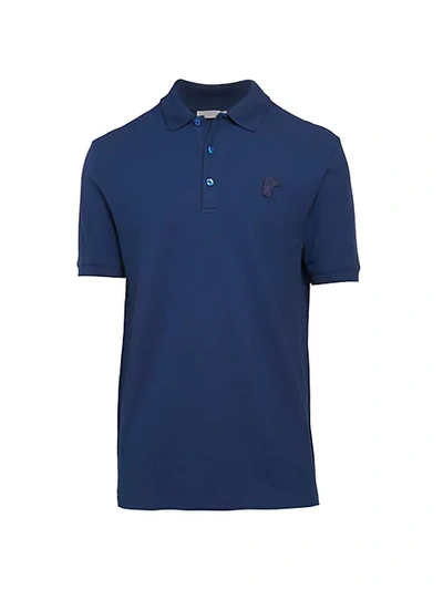 Shop Versace Polo Top In Indigo