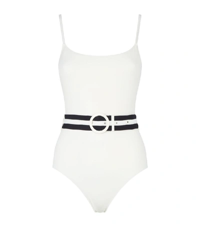 Shop Solid & Striped Nina Belted Swimsuit In Ivory