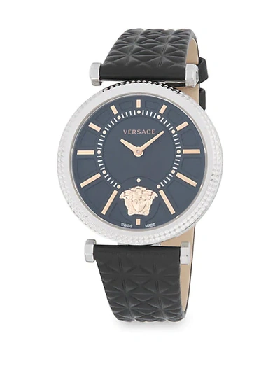 Shop Versace Stainless Steel Analog Leather-strap Watch