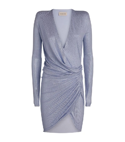 Shop Alexandre Vauthier Crystal-studded Ruched Mini Dress