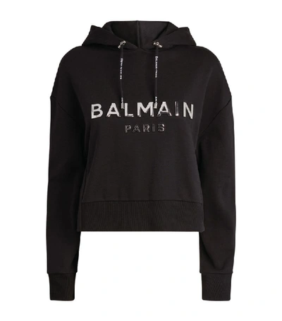Shop Balmain Crop Logo Hoodie
