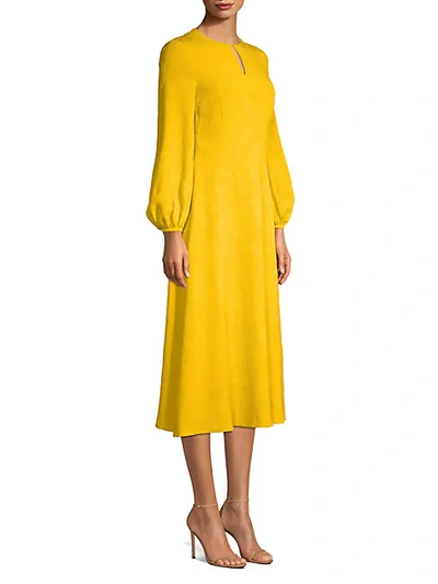 Shop Escada Dehla Silk Jacquard Midi Dress In Dark Yellow