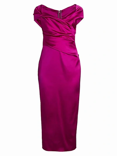 Shop Talbot Runhof Off-the-shoulder Stretch Satin Duchess Cocktail Dress In Light Pink