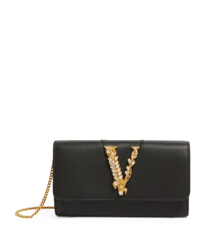 Shop Versace Leather Virtus Clutch Bag
