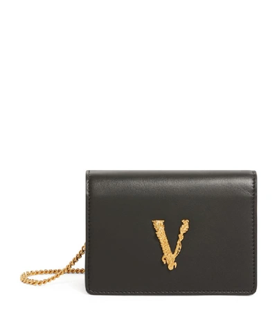 Shop Versace Mini Leather Virtus Chain Wallet