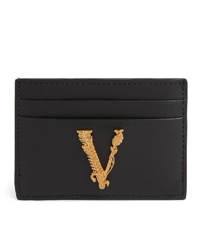 Shop Versace Leather Virtus V Card Holder
