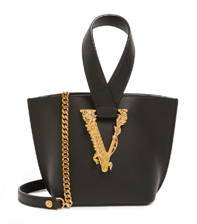 Shop Versace Leather Virtus Top-handle Bag