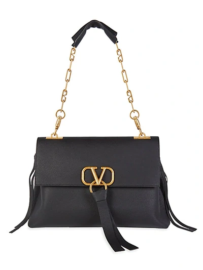Shop Valentino Leather Chain Shoulder Bag In Black