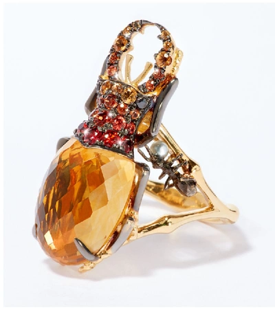 Shop Annoushka Yellow Gold And Citrine Beetle Ring
