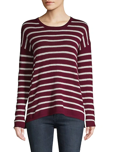Shop Amicale Striped Cashmere Sweater In Burgundy White