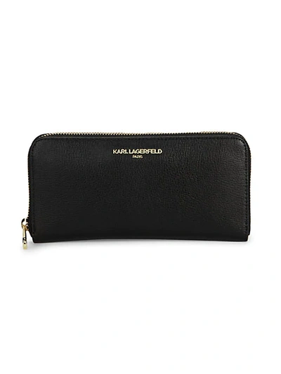 Shop Karl Lagerfeld Women's Zip-around Continental Leather Wallet In Shell