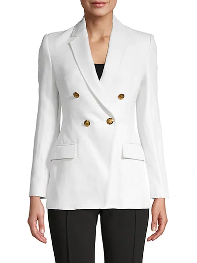 Shop A.l.c Sedgwick Linen-blend Double-breasted Jacket In Eggshell