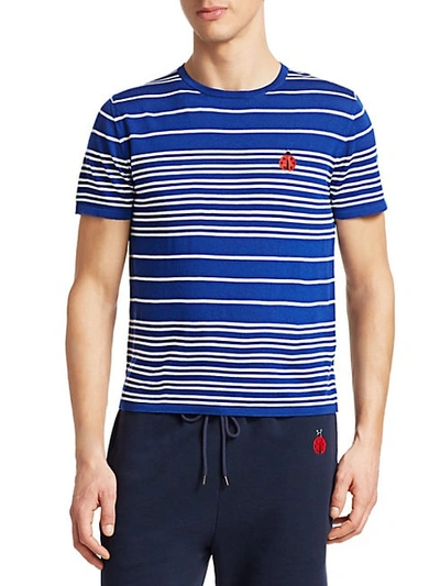 Shop Saks Fifth Avenue Modern Striped Merino Wool T-shirt In Blue White