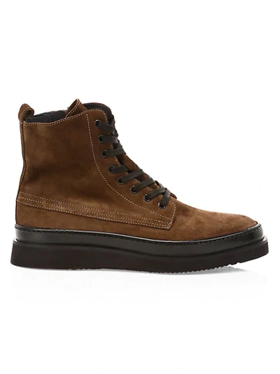 Shop Aquatalia Corbin Lace-up Suede Boots In Dark Brown
