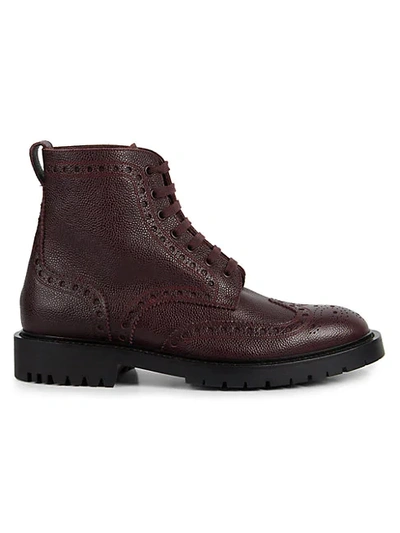 Shop Burberry Barkeston Leather Wingtip Boots In Bordeaux