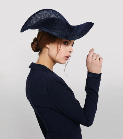 Shop Philip Treacy Curved Floral Detail Wide-brim Hat